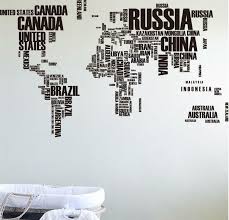 Wall Sticker World Map Letters Home