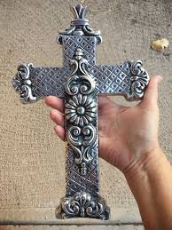 Pewter Ornate Mexican Wall Cross