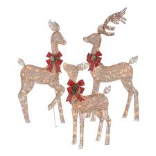 Christmas commercial size white reindeer lighted outdoor decoration (1) model# 32637211. Holiday Time Light Up Outdoor 3 Piece Glitter Reindeer Decoration Set Walmart Com Walmart Com