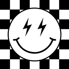 smiley face emoji and checd flag