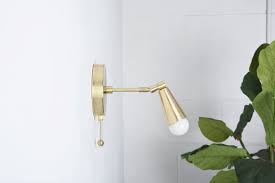 Gold Raw Brass Wall Sconce Mid Century