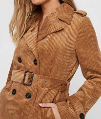 The Leather City Uk Women S Corduroy Brown Trench Coat Tlc