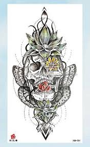 body art tattoo retro boho flower skull