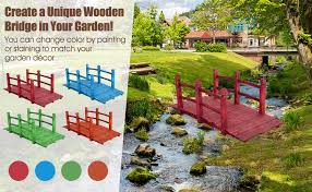 Wooden Garden Bridge With Safety Rails