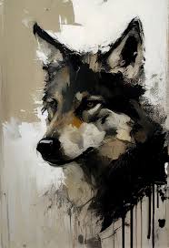 Wolf Painting Neutral Colors
