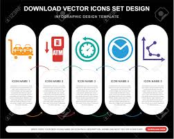 5 Vector Icons Such As Delivery Cart Atm Rewind Time Pie Chart