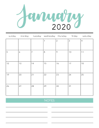 Free 2020 Printable Calendar Template 2 Colors I Heart