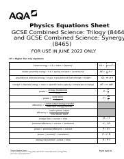 physics equations sheet gcse combined
