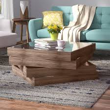 Wood And Glass Coffee Table With