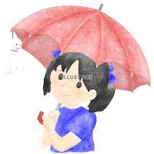 傘をさす女の子：イラスト無料