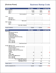 business start up costs template for excel