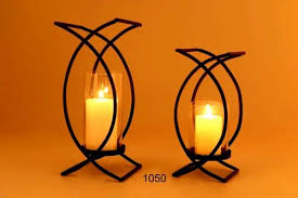 Black Round Iron Candle Holder For