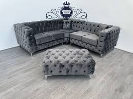 rocky chesterfield velvet corner sofa