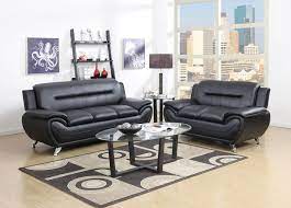 black leather living room set deals