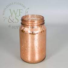 Mercury Glass Mason Jars In Rose Gold