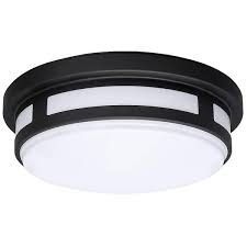 Hampton Bay 9 In Round Black Indoor Outdoor Ceiling Led Light 3 Color Temperature Options Wet Rated 600 Lumens Front Side Porch