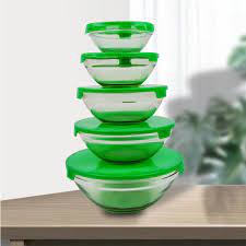 5 Pieces Set Glass Bowls With Lid