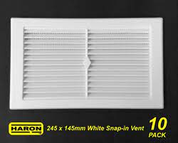 10 X White Air Vents Snap In 245 X