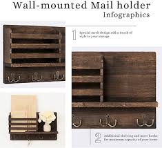 Wall Mounted Mail Holder Wooden Key