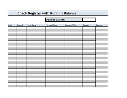 Checkbook Register Spreadsheet Microsoft Excel