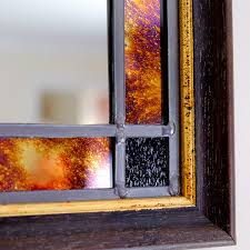 large purple gold framed stained glass
