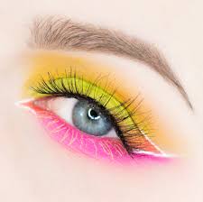 neon eye shadow with white eye liner