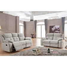 conway grey suede fabric recliner sofa