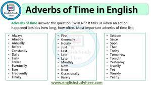 In some cases it also describes the relationship between the happenings of two incidents. Adverb Of Time Myenglishteacher Eu Blog