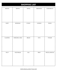 Free Printable Blank Shopping List Templates At