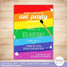 Art Party Invitation Template Paint Party Printable