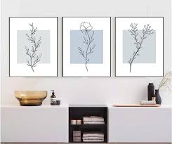 Set Of 3 Botanical Prints In Grey