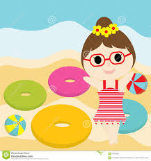 Cute Girl Is Happy On The Beach Cartoon ...