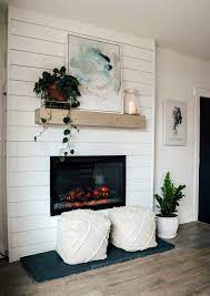 Electric Shiplap Fireplace Makeover