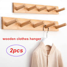 2pcs Wood Coat Rack Hat Wall Hook 5