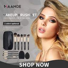 maange 10 pcs makeup brush set with