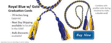 royal blue and gold graduation honor cords
