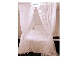 white custom bed canopy with chiffon