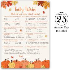 Read on for some hilarious trivia questions that will make your brain and your funny bone work overtime. Buy Pumpkins Baby Shower Game Baby Trivia Game Pack Of 25 Fall Baby Shower Games Rustic Gender Neutral Baby Shower Games Little Pumpkin Autumn Fall Baby Halloween Baby Party Games