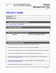 008 Quality Plan Template Project Management Fieldstation Of