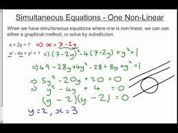 Simultaneous Equations One Non Linear