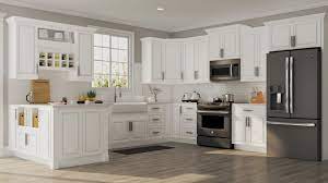 Something dark contracted with white. Hampton Wall Cabinets In White Kitchen The Home Depot