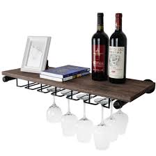 wall mounted wine glass rack wooden