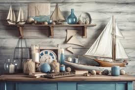 On A Wooden Table Are Nautical Boat