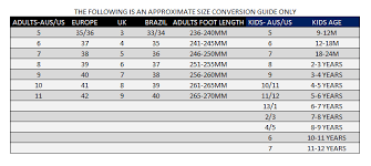 Size Chart Novo Shoes