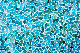Sea Glass Tile Mosaic Wall Stock Photo