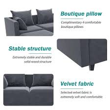 Velvet L Shaped Modern Sectional Sofa