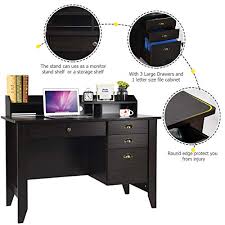 This diy desk build with 3 drawers is an easy beginner project using simple pocket hole joinery and has the. Computer Desk With Drawers And Hutch Farmhouse Wood Home Office Desk Kids Writing Study School Student Desk Pc Laptop Desk Bedroom For Small Spaces Espresso Brown Pricepulse