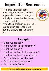 Imperative sentence is one among them. 30 Imperative Sentences In English English Grammar Here