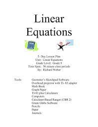 Linear Equations Grade