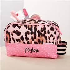 leopard print embroidered toiletry bag